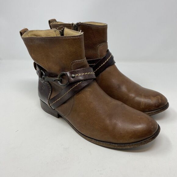Frye Boots Womens Size 8.5 Brown Leather Harness Ankle Riding Western - Picture 5 of 12